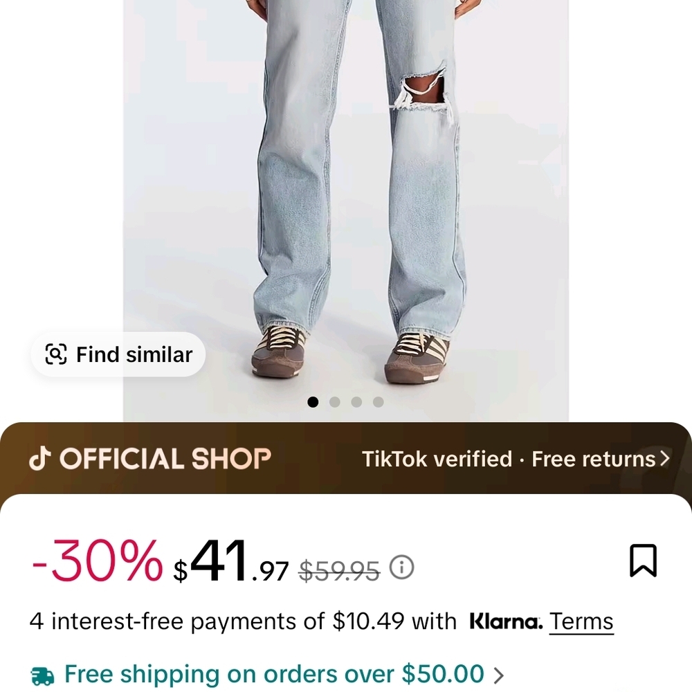 PacSun Light Blue Distressed Straight Leg Jeans - Picture 8 of 8